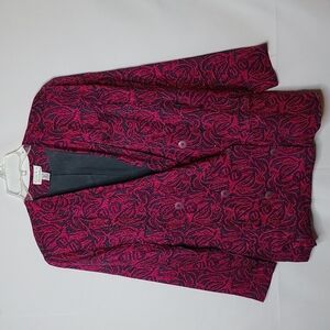 Vintage St. Gillian 100% SILK button pink long sleeve blazer jacket sz 12